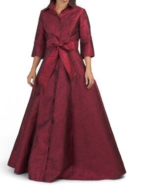 RENE BY RENE RUIZ Three-quarter Sleeve Jacquard Shirt Gown